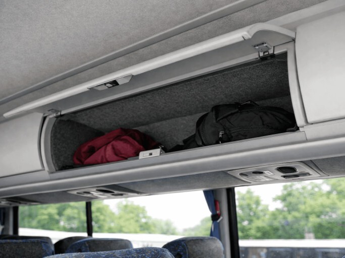charter bus storage space overhead